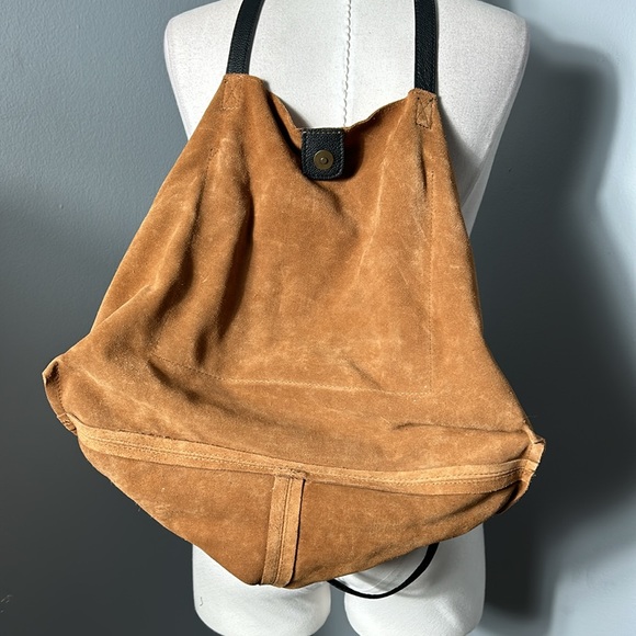 Mark & Graham Leather Suede JPL Khaki Camel Shoulder Bag with Leather Handle - Picture 10 of 16
